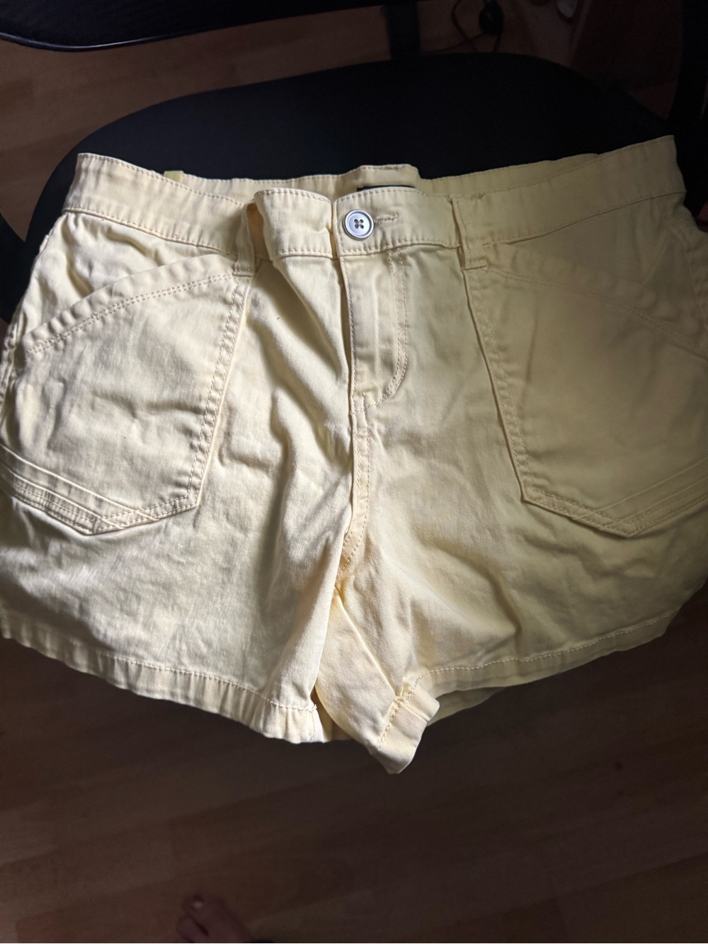 Buttery Yellow Cotton Jean Shorts